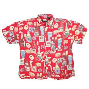 Kamro Beer Bottle Brewery Shirt Mens M Red Novelty Print Vintage 90s Retro Party